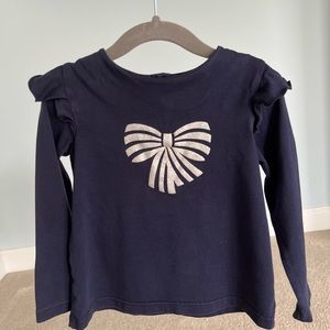 Jacadi girl’s cotton shirt navy with ruffles